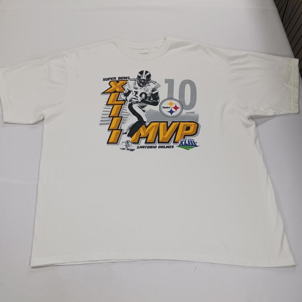 Reebok Pittsburgh Steelers Santonio Holmes Super Bowl XLIII MVP T-Shirt Mens 2XL
